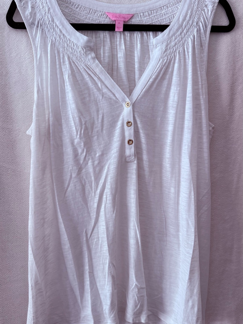 Lilly Pulitzer White Sleeveless Henley Tank